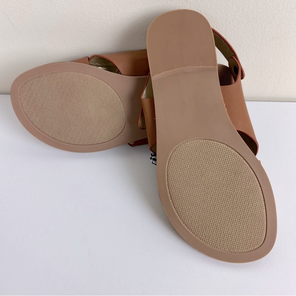 Joyfolie | Striped Bow Criss Cross Sandal Brown With Navy White Bow | Girls 2. - Picture 8 of 9